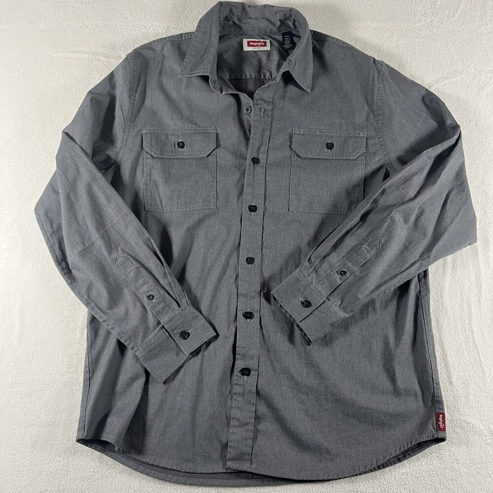 Wrangler Men's Dark Gray Long Sleeve Button-Down Casual Shirt Size Medium